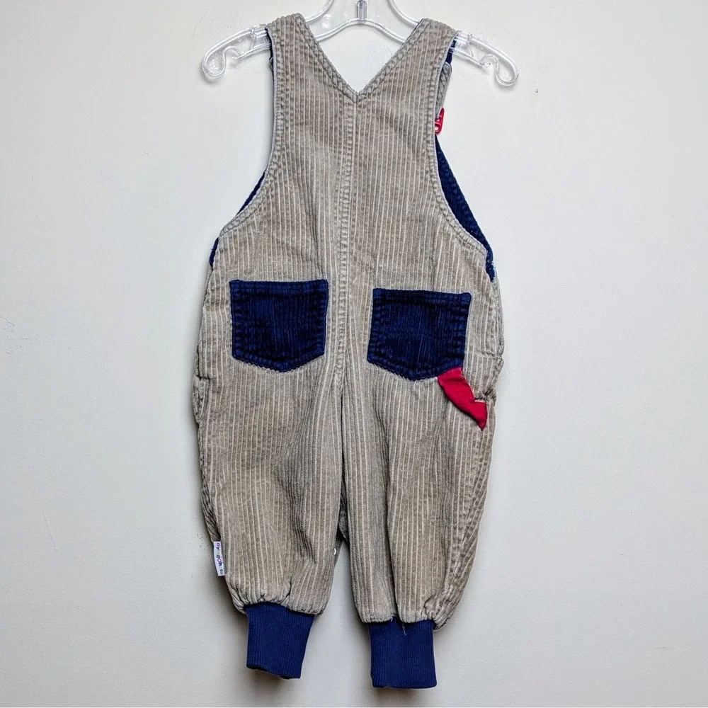 Vintage Gymboree Rainbow Tag 90s Boys Corduroy Basketball Overalls XS 9-12 mos